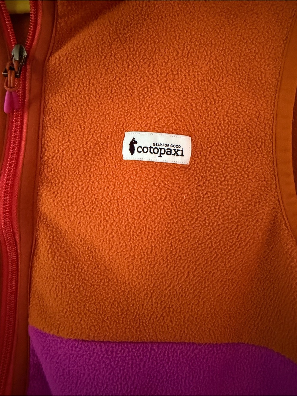 Cotopaxi Two-Tone Orange & Pink Fleece Vest - Picture 2 of 3